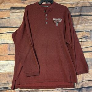 Texas Tech Red Raiders Henley Shirt XL Long Sleeve Maroon Waffle Knit NCAA Mens